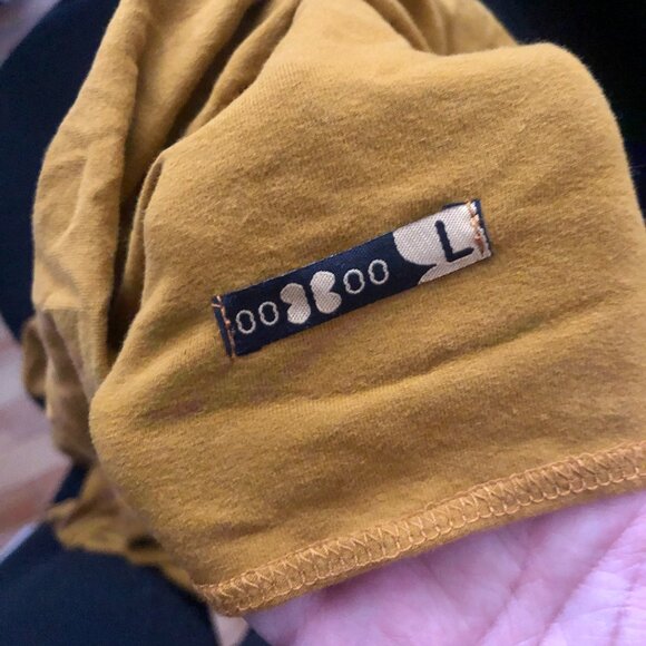 [Women's L] Cowl Neck Mini Dress Mustard Yellow Black Colorblock Futuristic - Picture 6 of 6